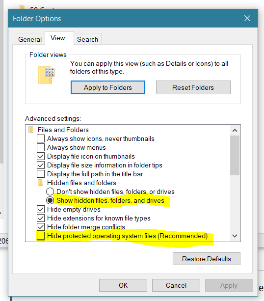 Windows Folder Options